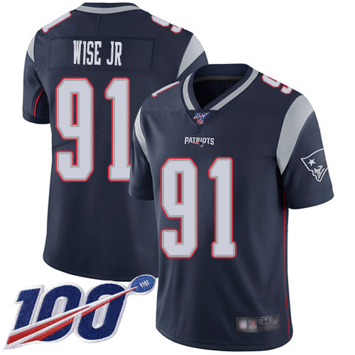 New England Patriots Football #91 100th Limited Navy Blue Men Deatrich Wise Jr Home NFL Jersey->new england patriots->NFL Jersey